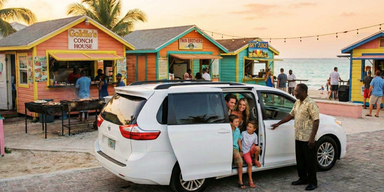 City taxi providing local transportation in Nassau, Bahamas